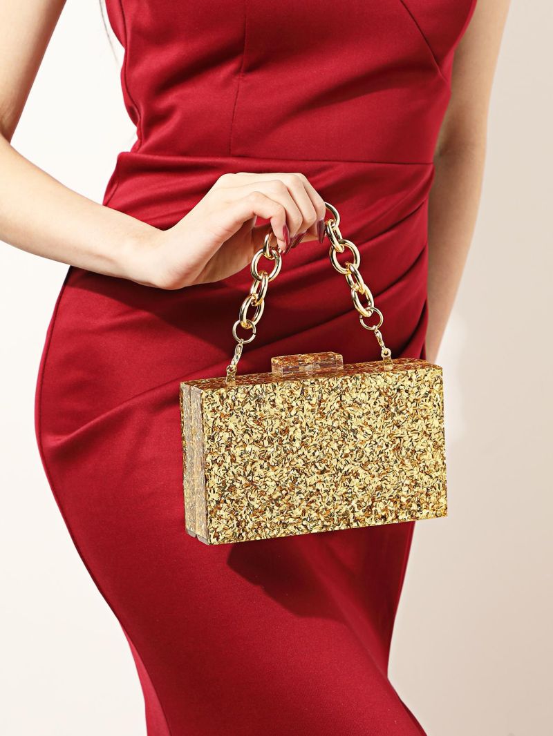 Mini Box Bag Sequin Decor Chain Strap