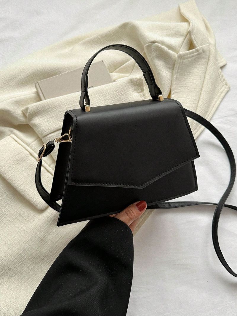 White Square Bag Top Handle Flap PU