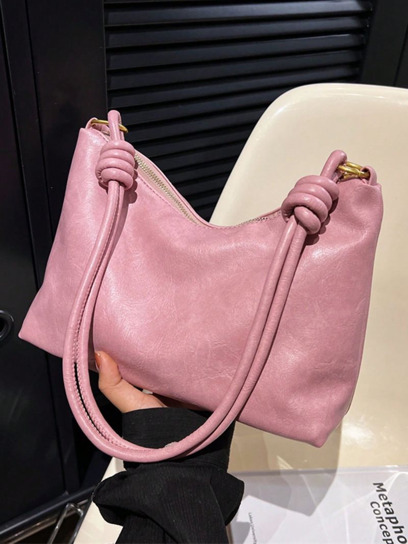 PU Hobo Bag With Zipper Minimalist