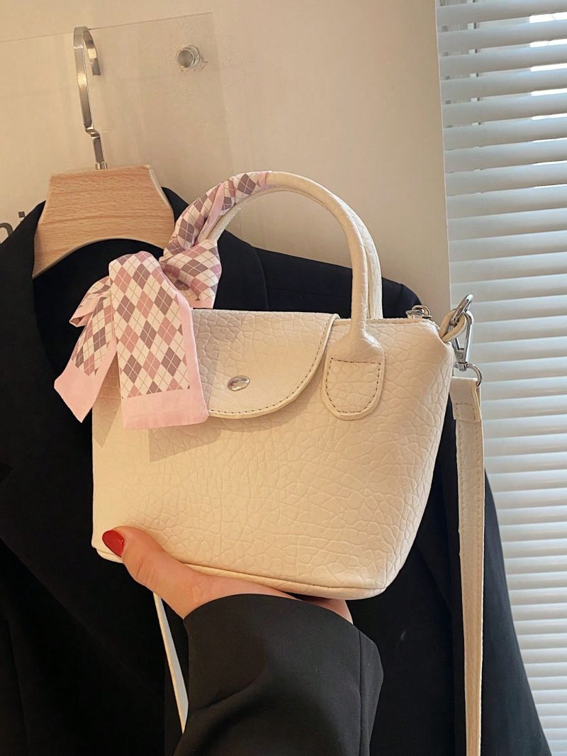 Small Square Bag Double Handle Twilly Scarf Decor