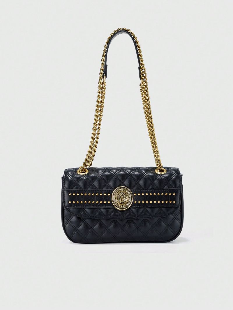 Small Square Bag Quilted Studded Decor Chain Strap
