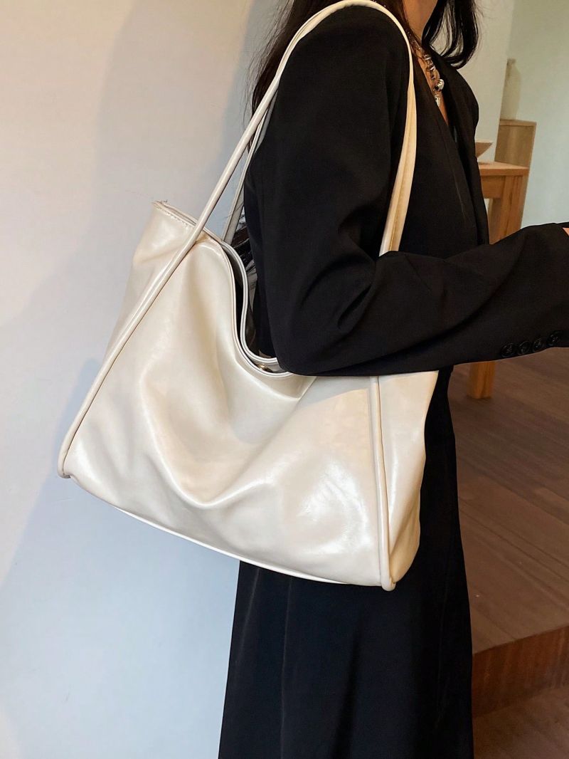 Oversized Tote Bag Solid Color Double Handle