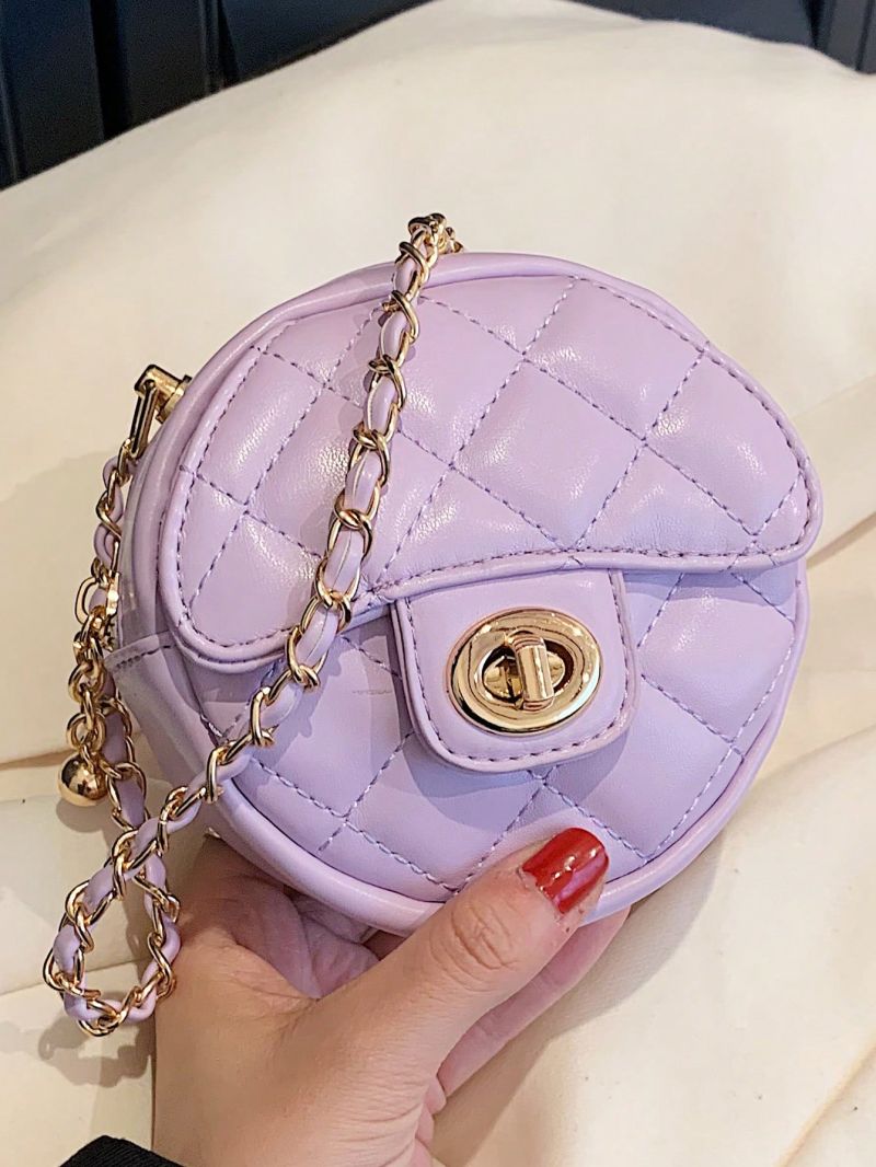 Quilted Circle Bag Mini Twist Lock Zipper