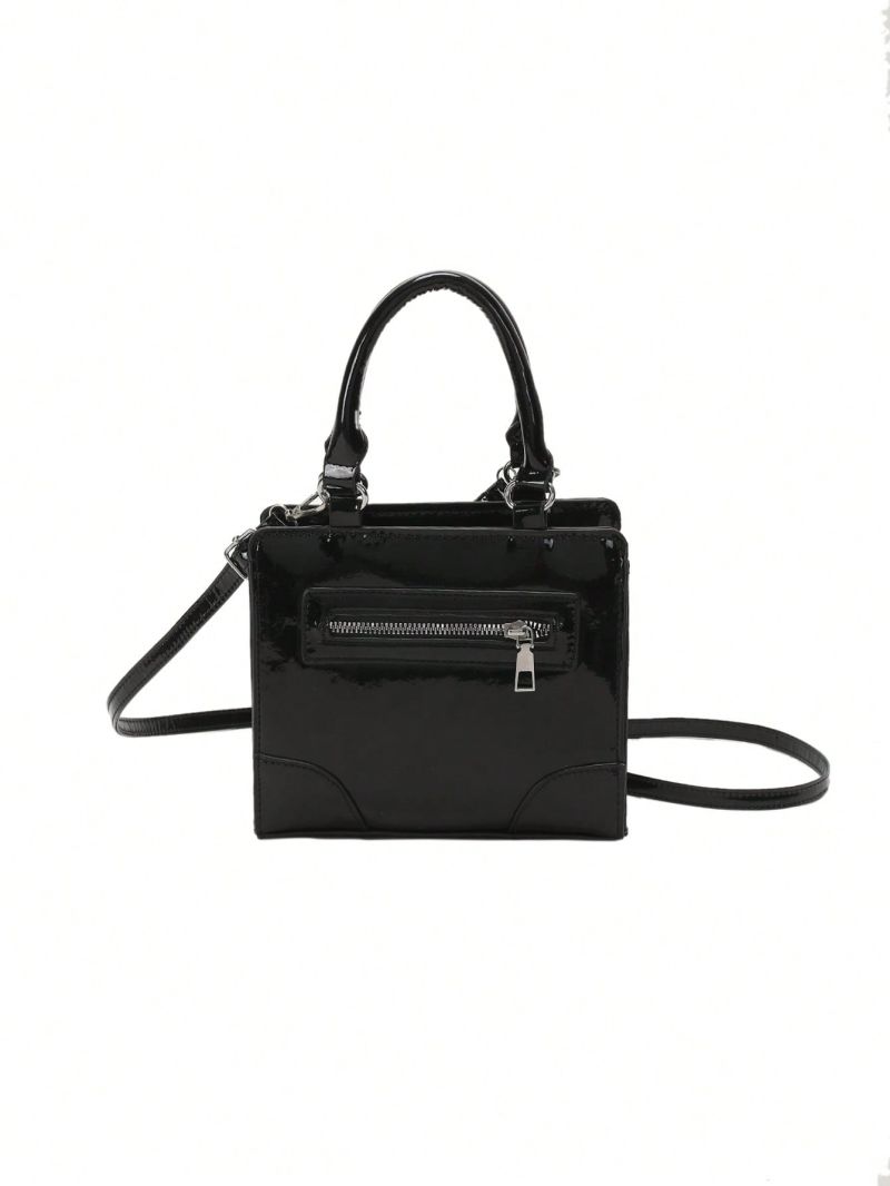 Minimalist Square Bag Mini Double Handle Black