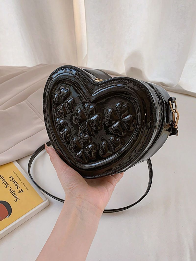 Mini Novelty Bag Clover Embossed Heart Design PU