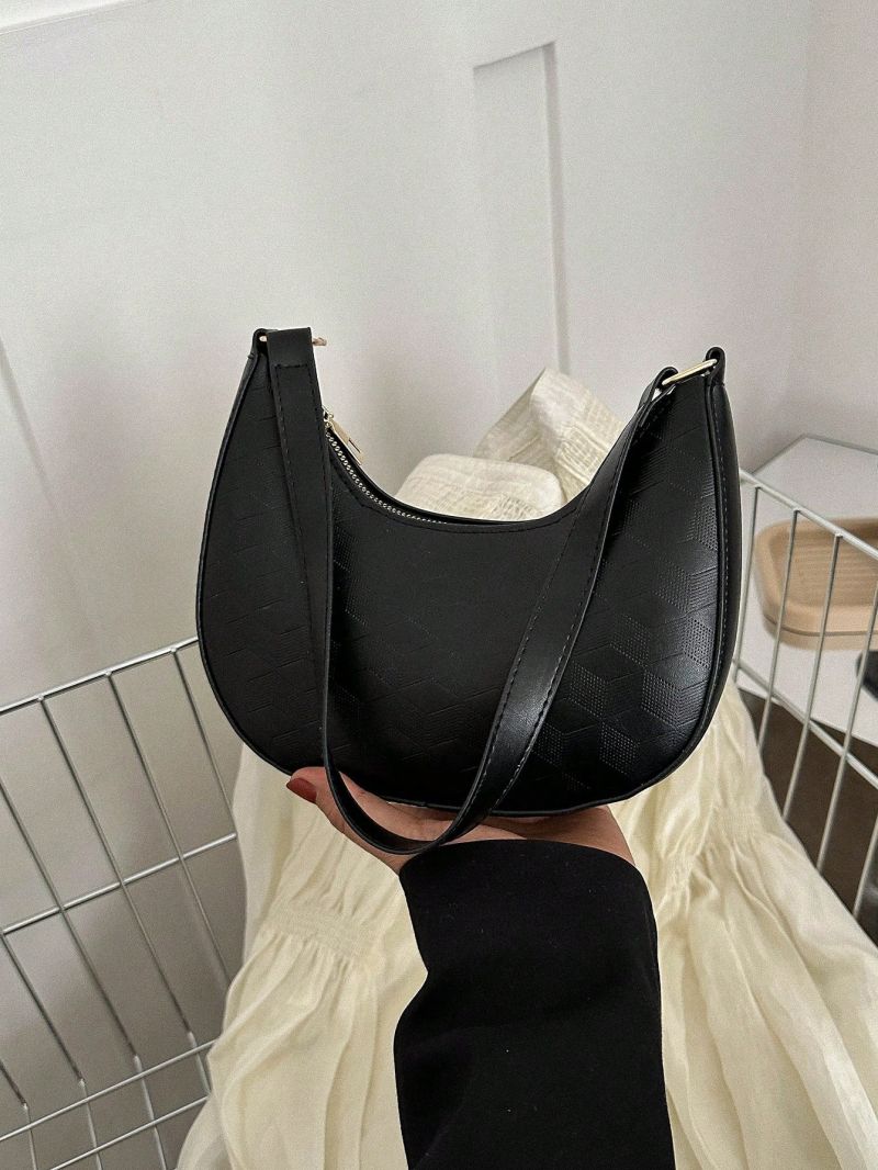 Minimalist Hobo Bag Small Zipper Black