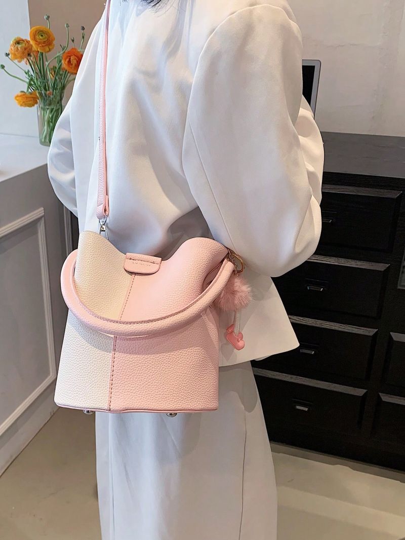 Two Tone Bucket Bag Mini With Bag Charm