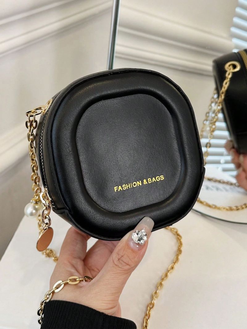 Mini Circle Bag Black Chain Strap For Daily