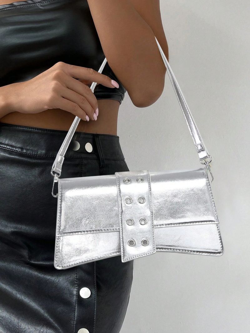 PU Baguette Bag Flap Black