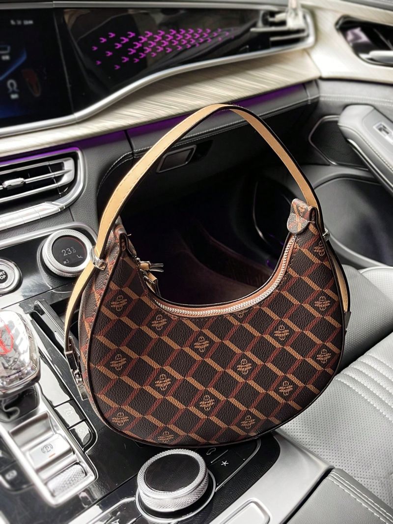 Small Hobo Bag Fashionable Geometric Pattern Zipper PU