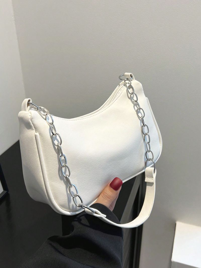 Small Hobo Bag White Chain Strap For Daily