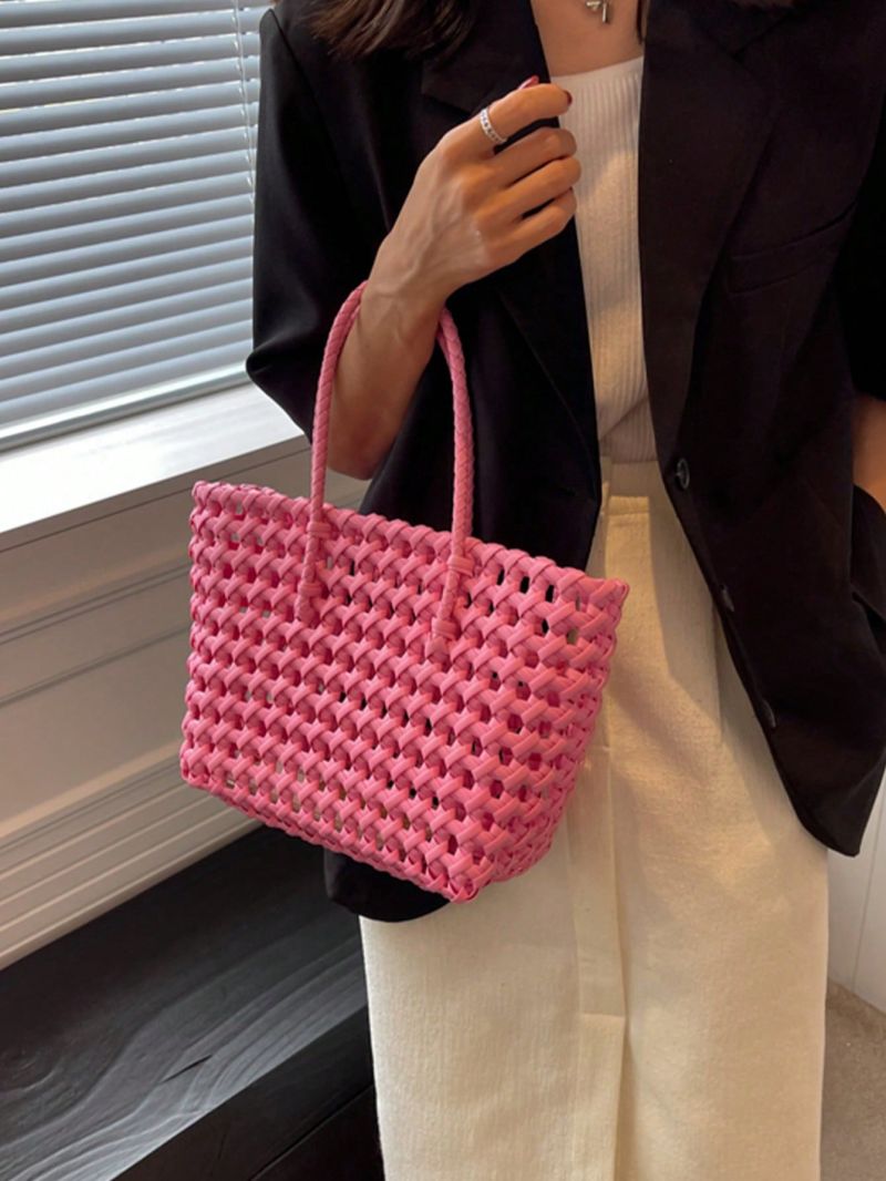 Hollow Out Design Top Handle Bag Double Handle, Clear Bag