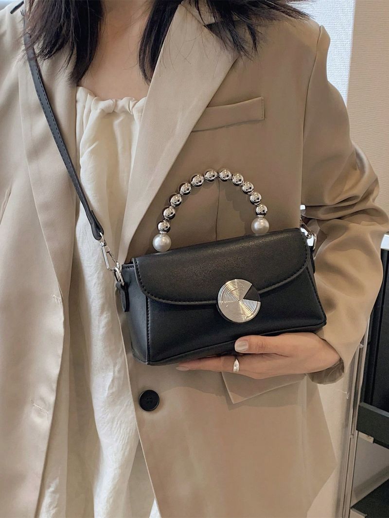 Mini Square Bag Faux Pearl Detail Flap