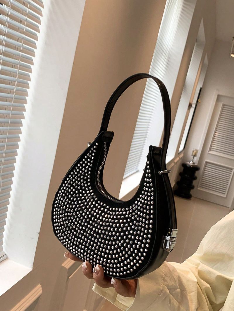 Small Hobo Bag Studded Decor