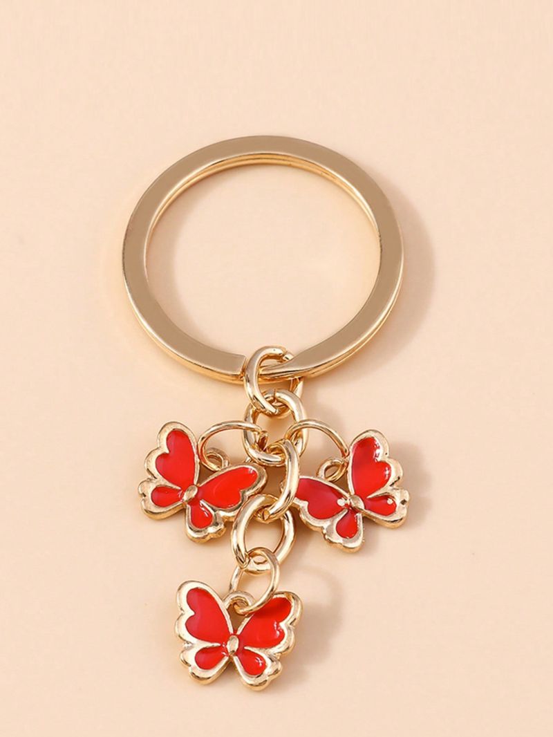 Red Butterfly Charm Key Ring
