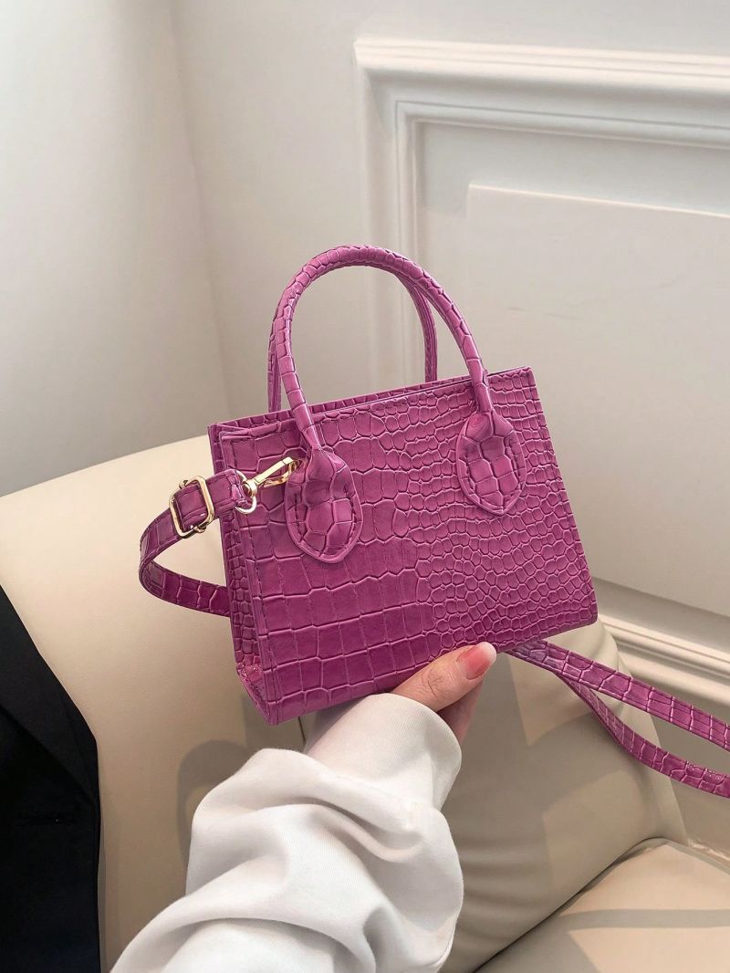 Mini Square Bag Crocodile Embossed PU