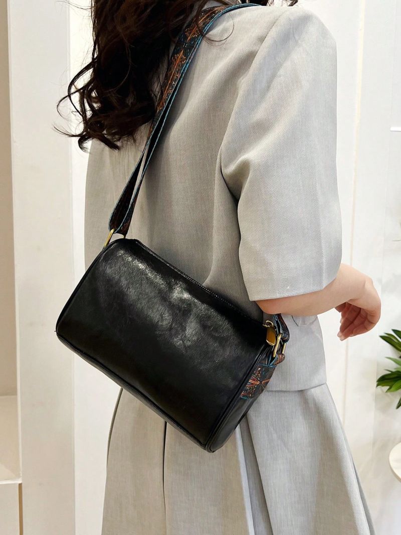 Small Bucket Bag Black Zipper PU