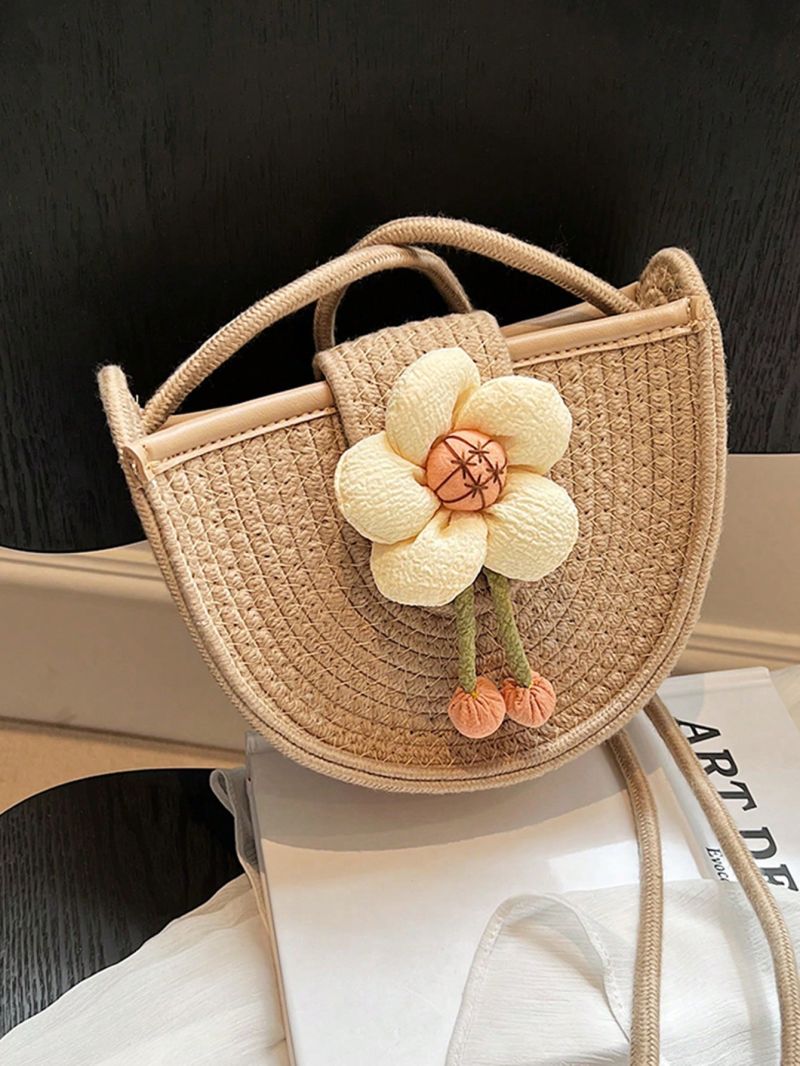 Mini Straw Bag Flower Decor Vacation