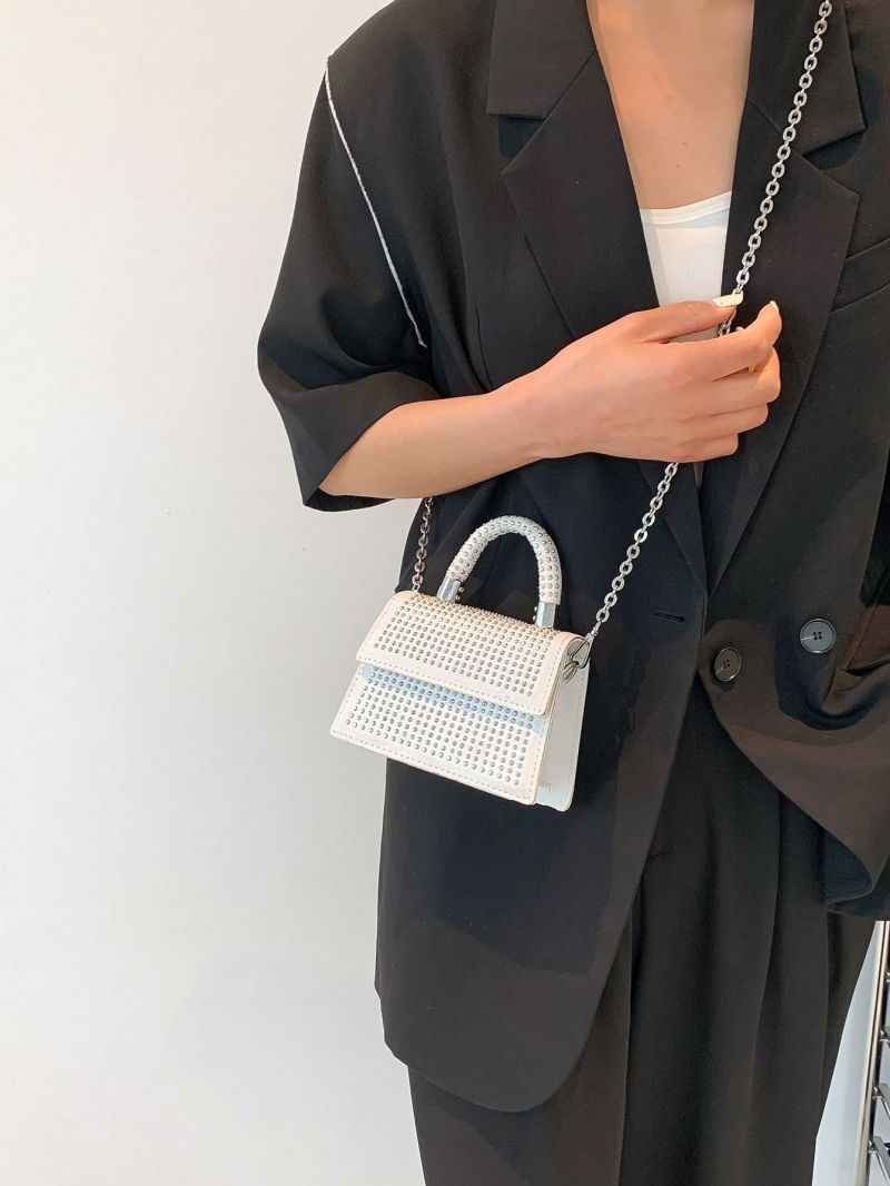 Studded Decor Square Bag Mini Flap