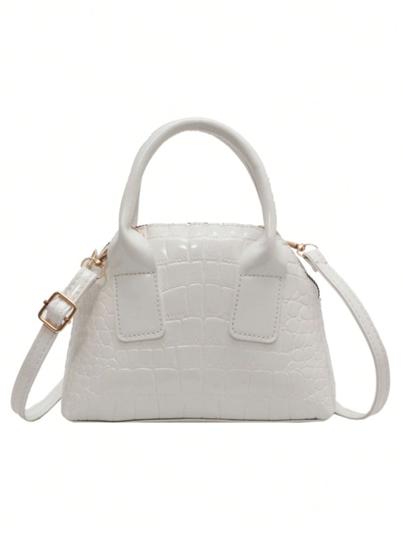 Crocodile Embossed Dome Bag Mini Zipper