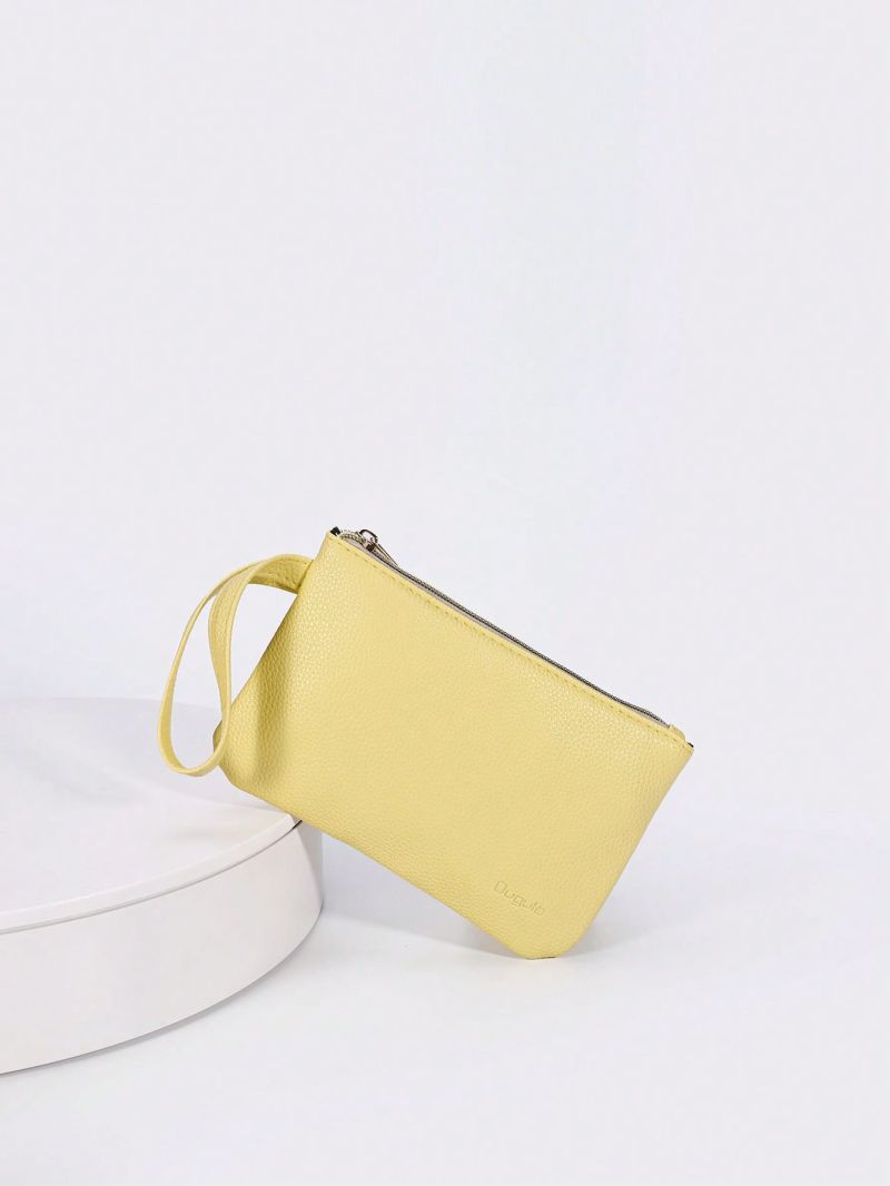 Solid Color Coin Purse Letter Embossed Detail