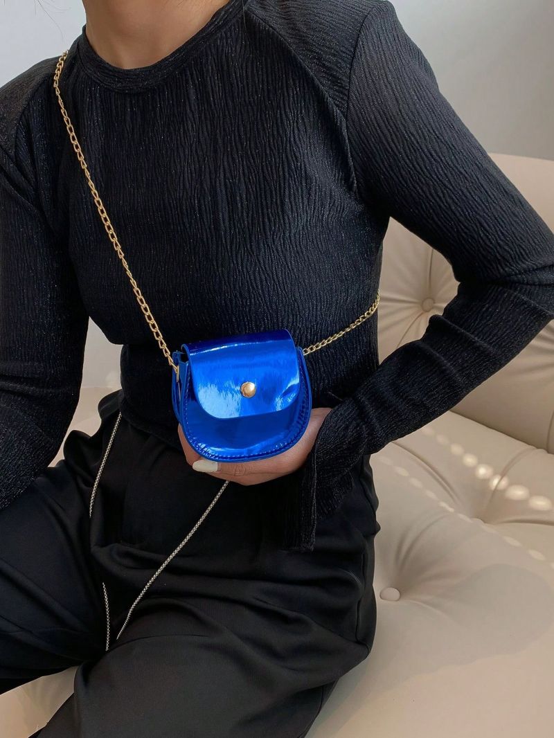 Mini Saddle Bag Metallic Flap Chain Strap