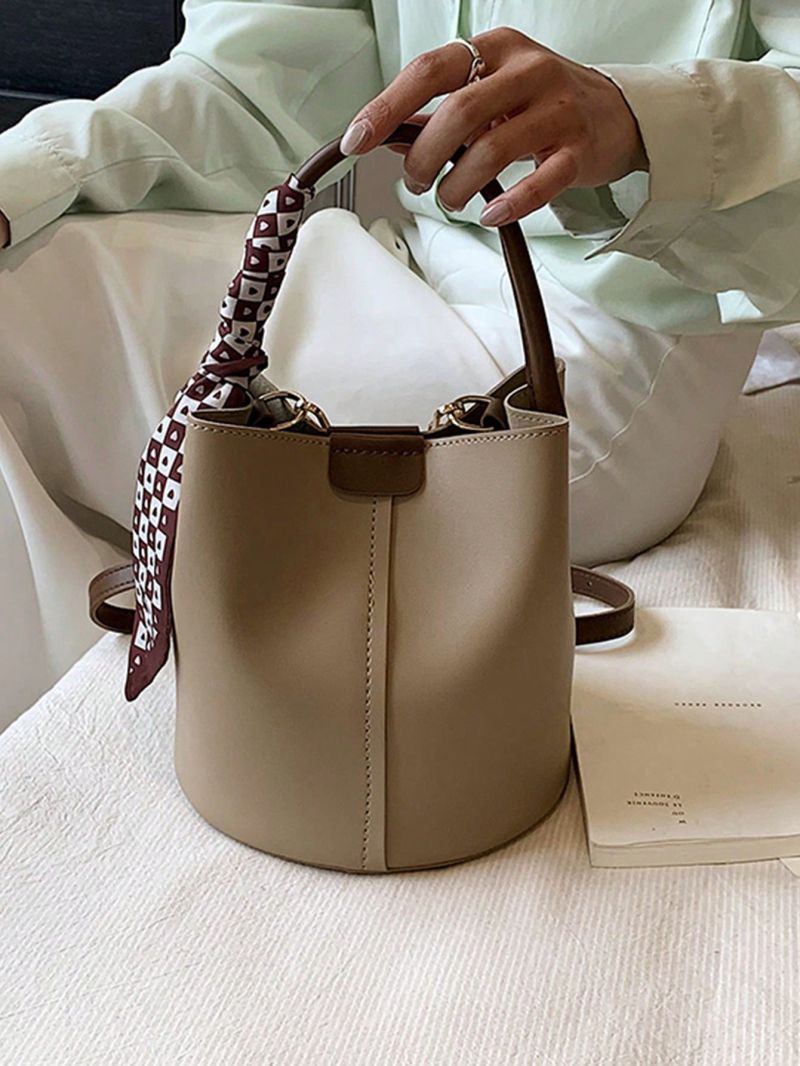 Mini Bucket Bag Stitch Detail Twilly Scarf Decor Top Handle For Work