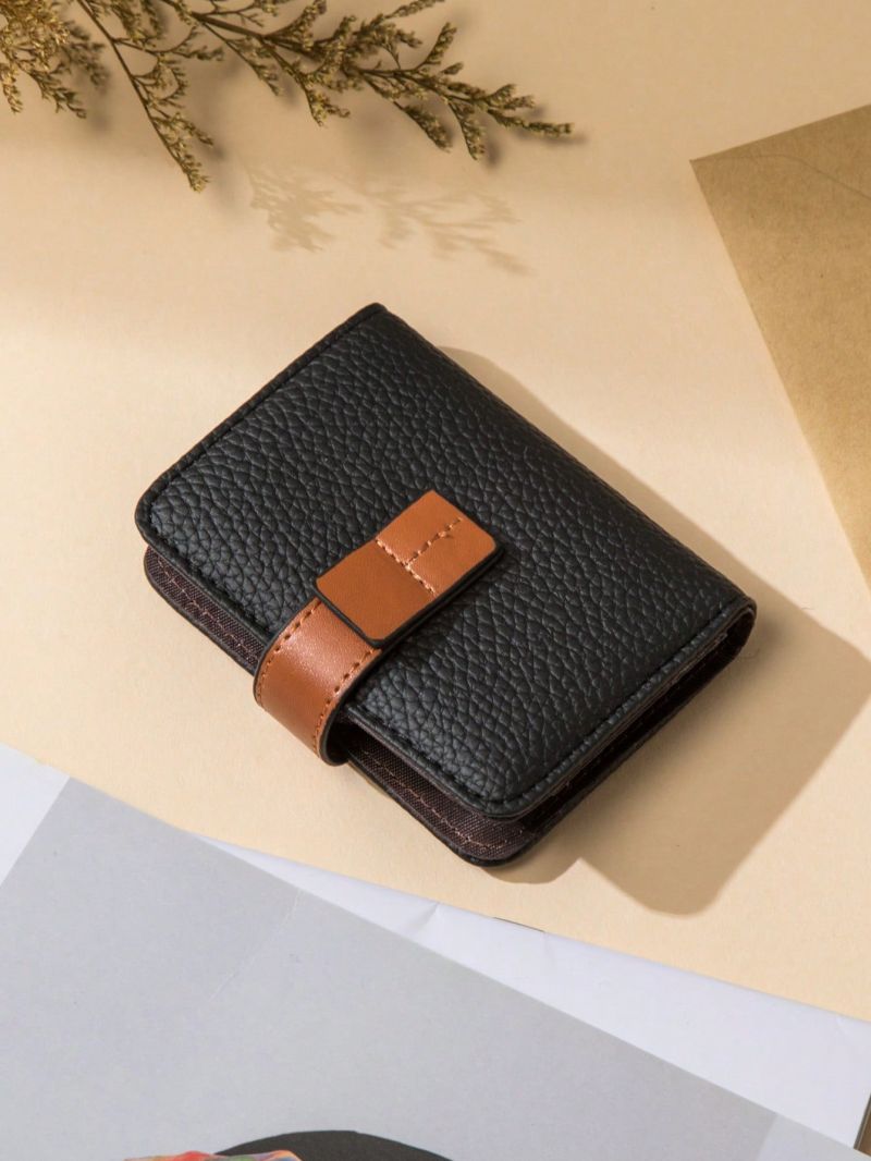 Two Tone Multiple Card Slots Litchi Embossed Multi-Card Card Organizer for Storage Credit Cards