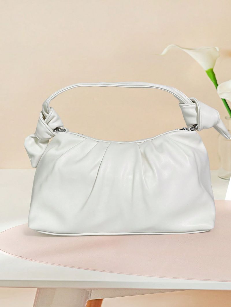 Knot Detail Ruched Bag Zipper Fashion