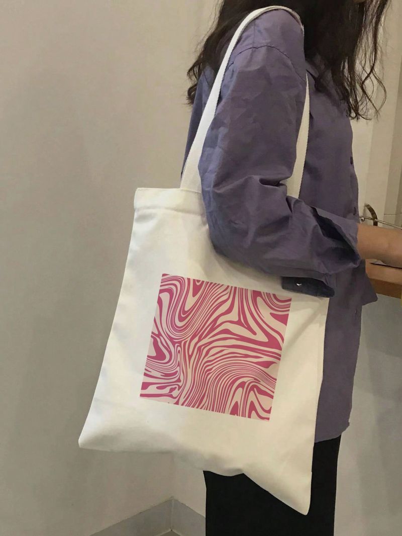 Small Shopper Bag Geometric Pattern Preppy