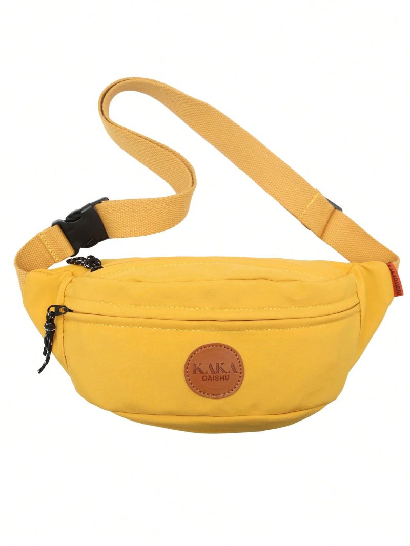 Letter Patch Fanny Pack Yellow Adjustable Strap For Daily