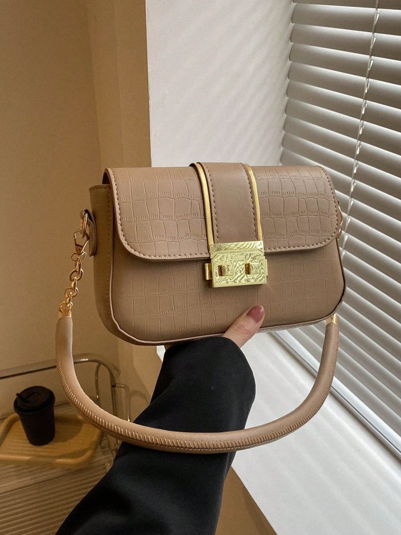 Small Square Bag Crocodile Embossed Flap