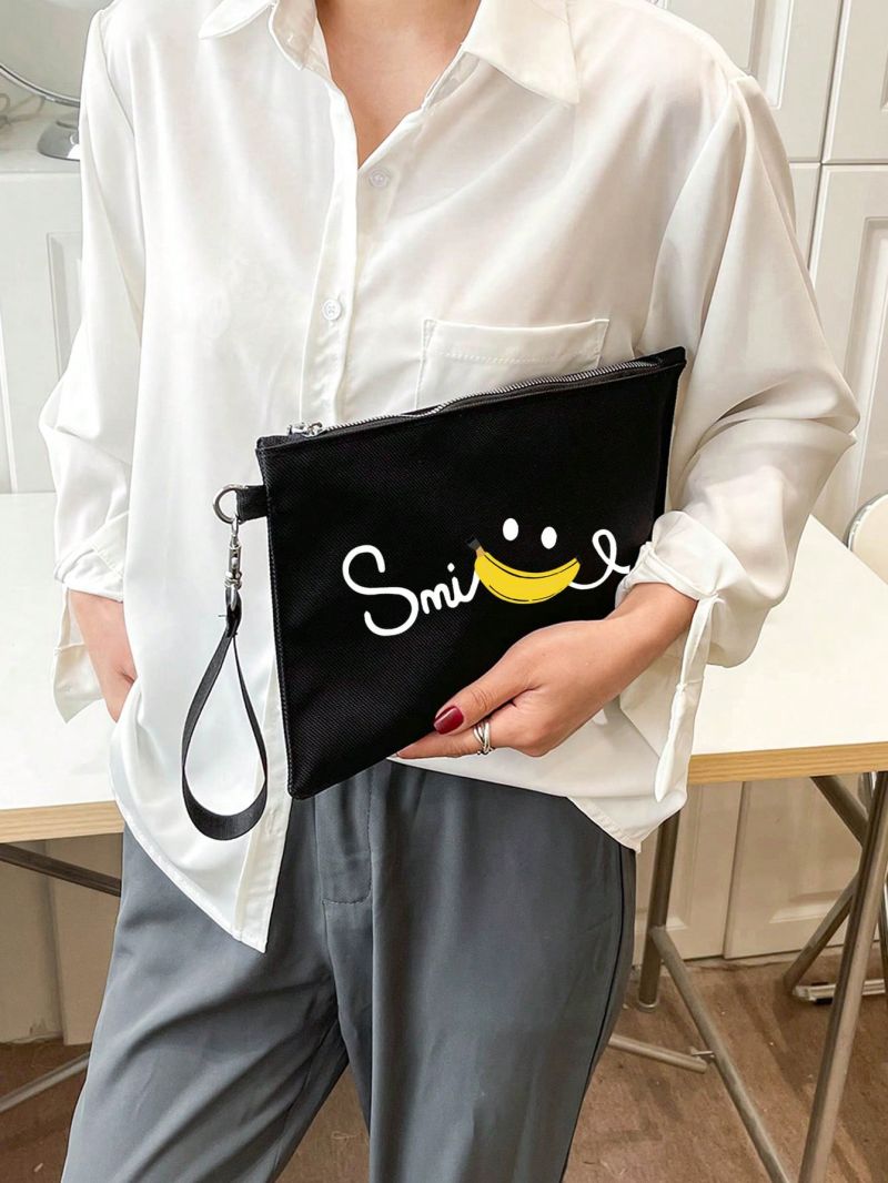 Cartoon Pattern Wristlet Bag Zipper