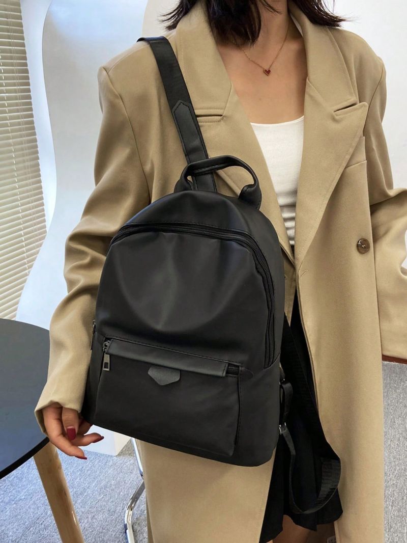 Minimalist Classic Backpack With Random Zipper Internal Non-woven Edging