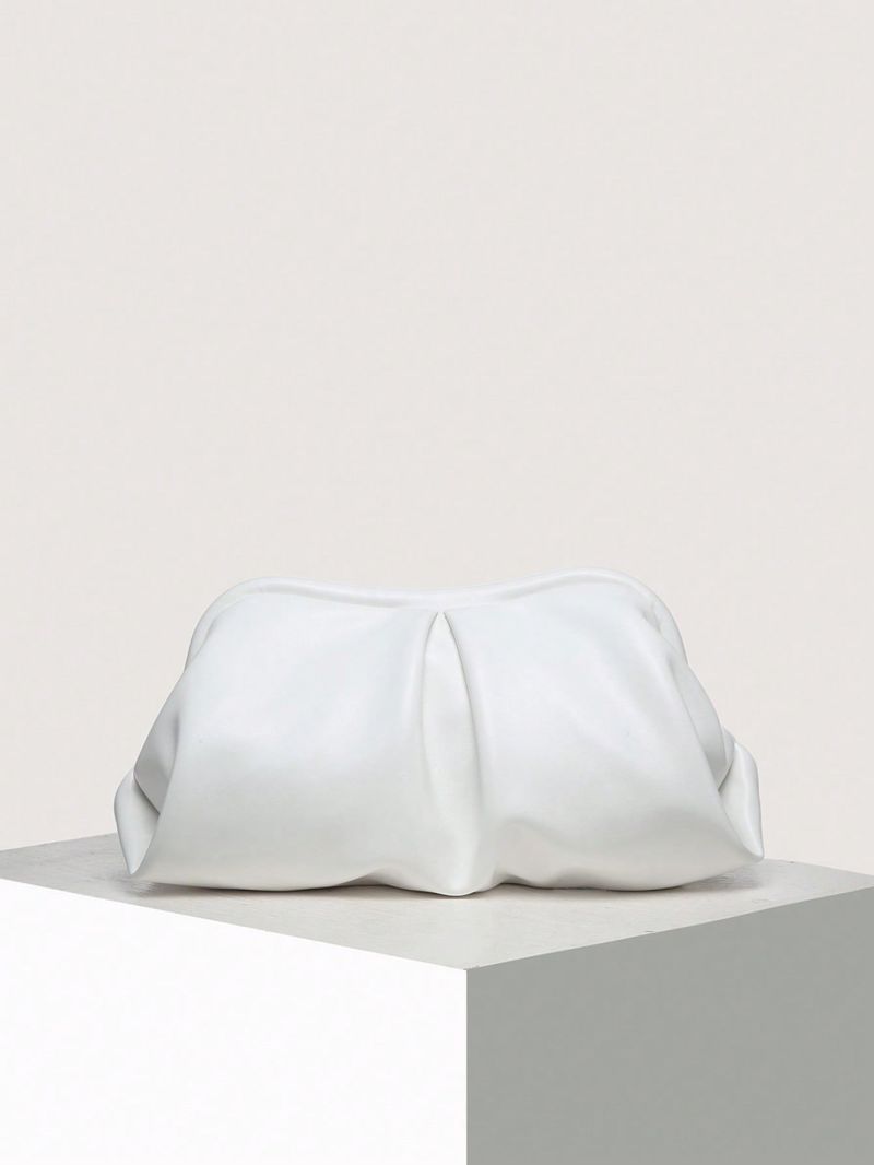 Metallic Ruched Bag Silver Clutch Bag For Daily