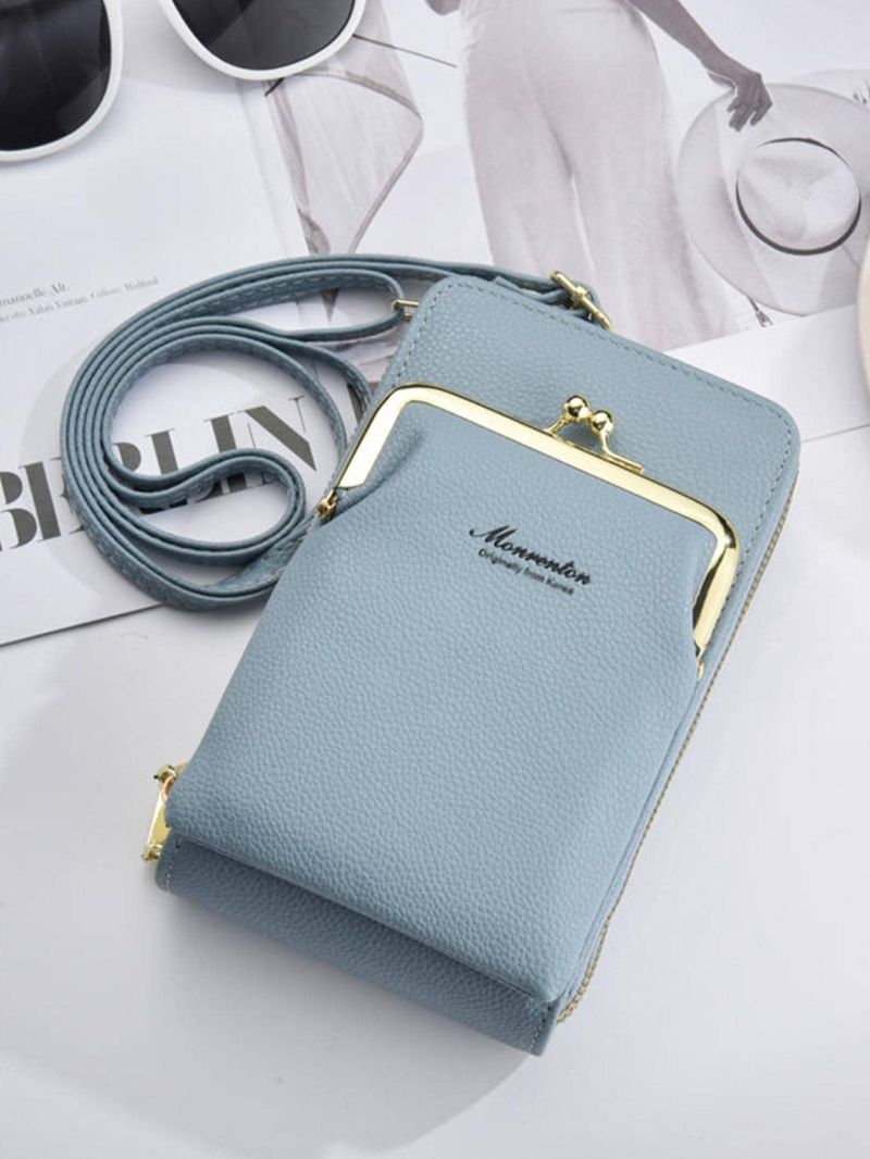 Blue Phone Wallet Letter Detail Kiss Lock