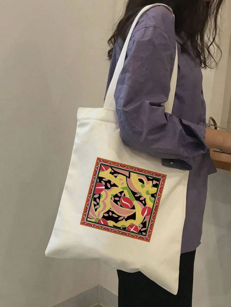 Small Shopper Bag Colorblock Geometric Pattern