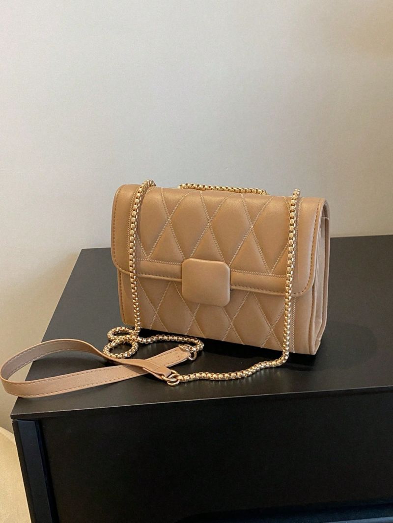 Small Square Bag Quilted Chain Strap Flap
