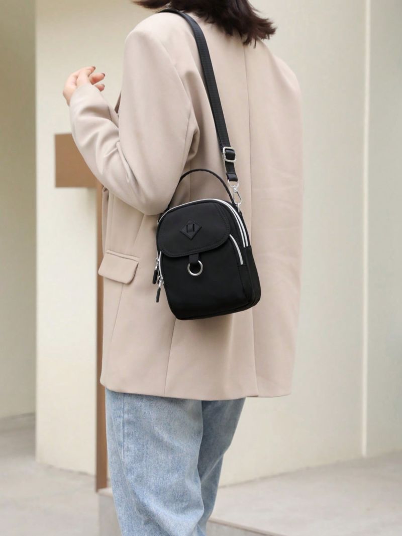 Mini Square Bag Black Pocket Front For Daily