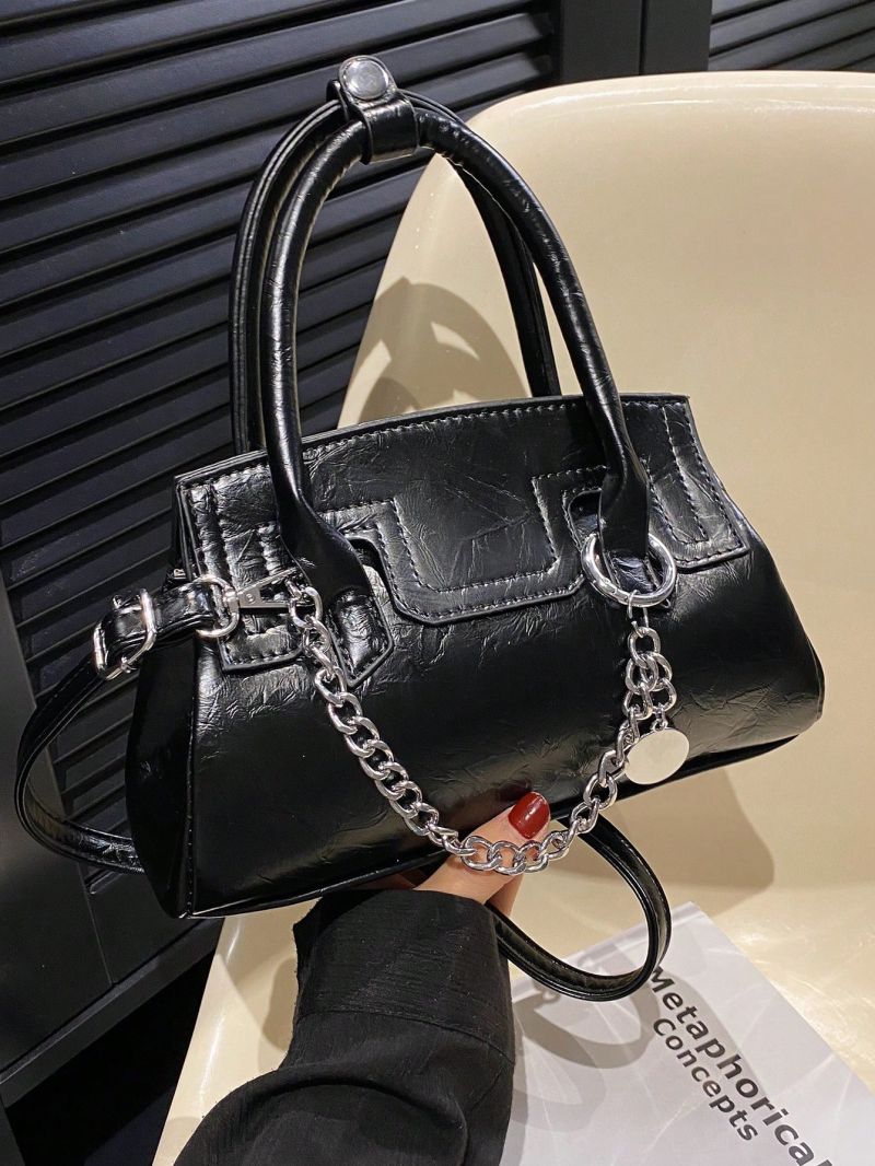 Small Square Bag Chain Decor Black