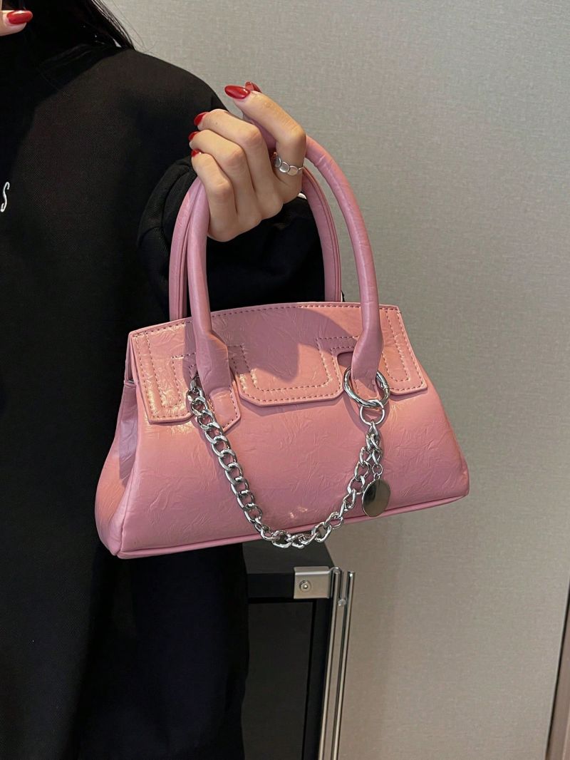 Small Square Bag Chain Decor Black