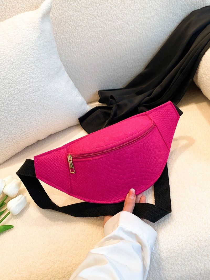 Neon Pink Fanny Pack Snakeskin Embossed Funky