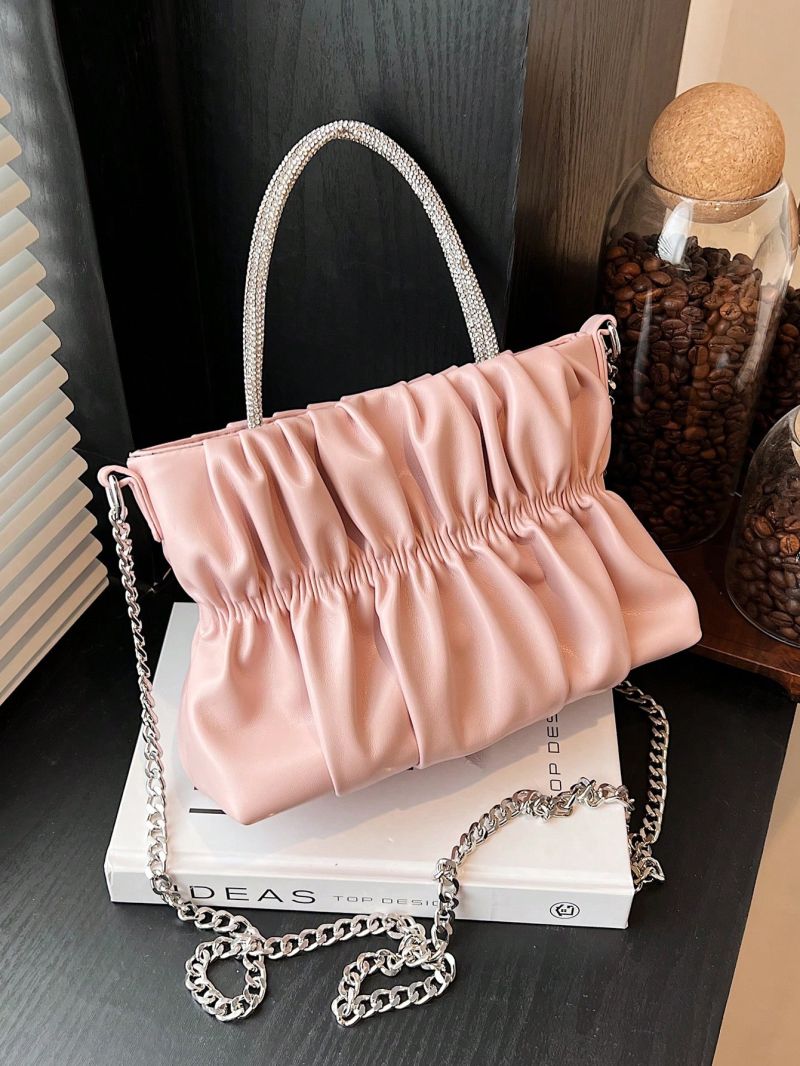 Small PU Ruched Bag Chain Strap