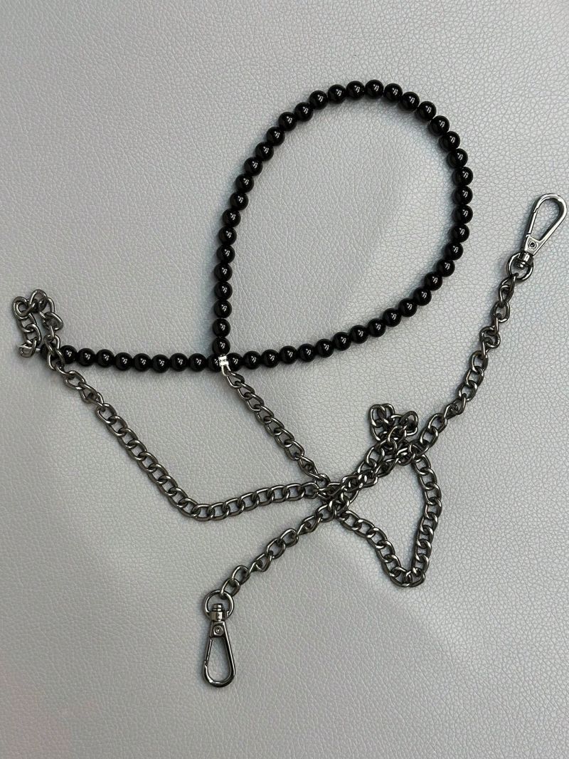 Black Beaded Chain Bag Strap