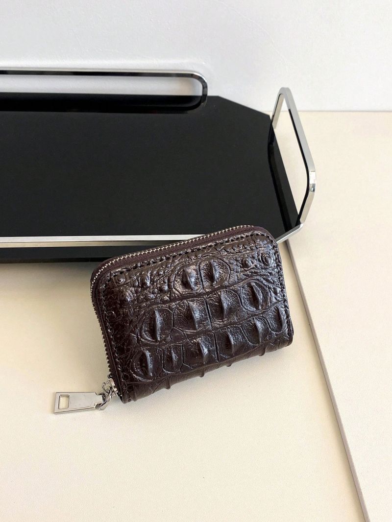 Crocodile Embossed Card Holder Zipper Around
