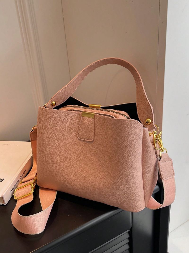 Litchi Embossed Bucket Bag PU