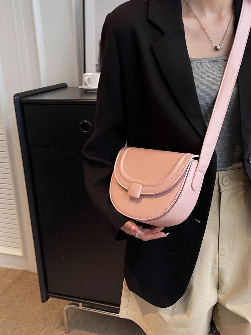 Minimalist Saddle Bag Mini Flap Pink