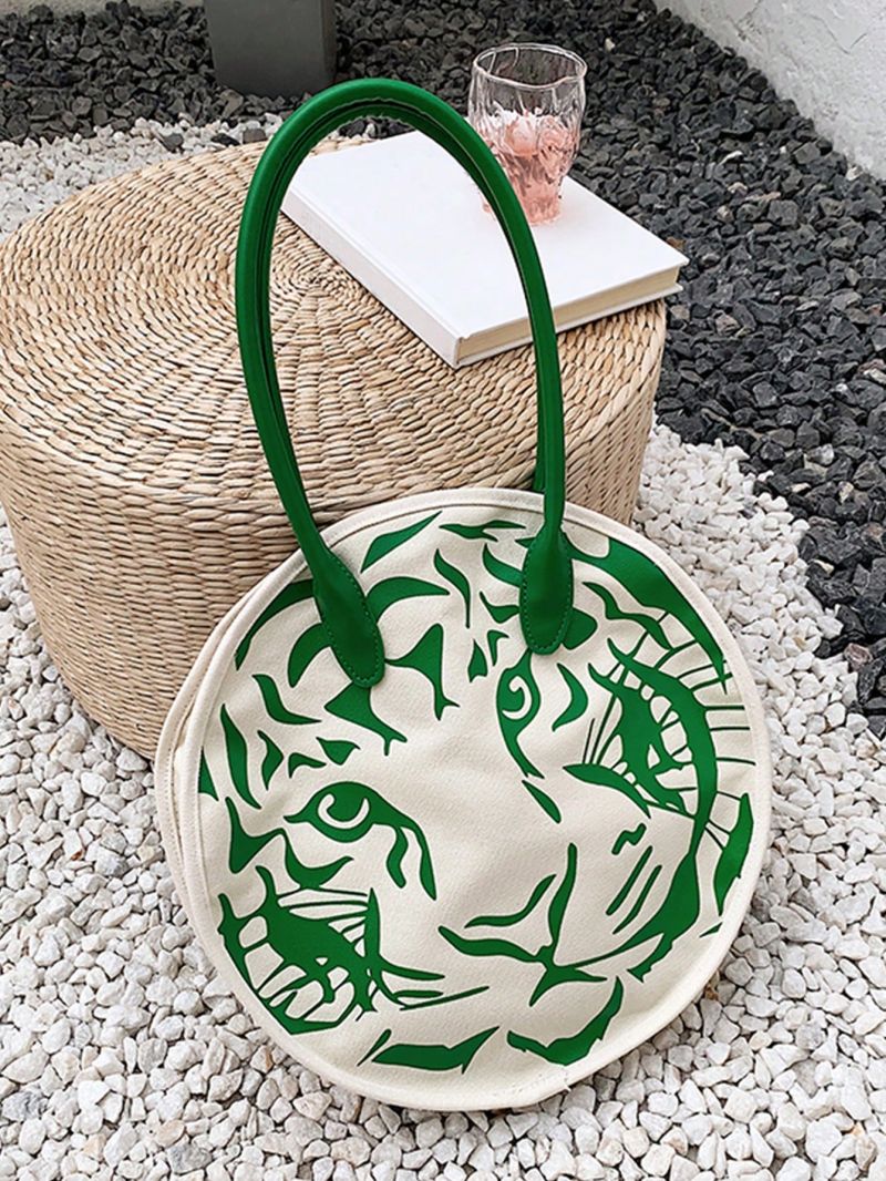 Medium Tote Bag Tiger Pattern Double Handle