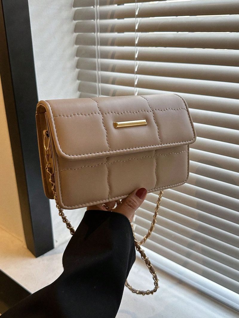 Small Square Bag Quilted Flap Chain Strap For Work