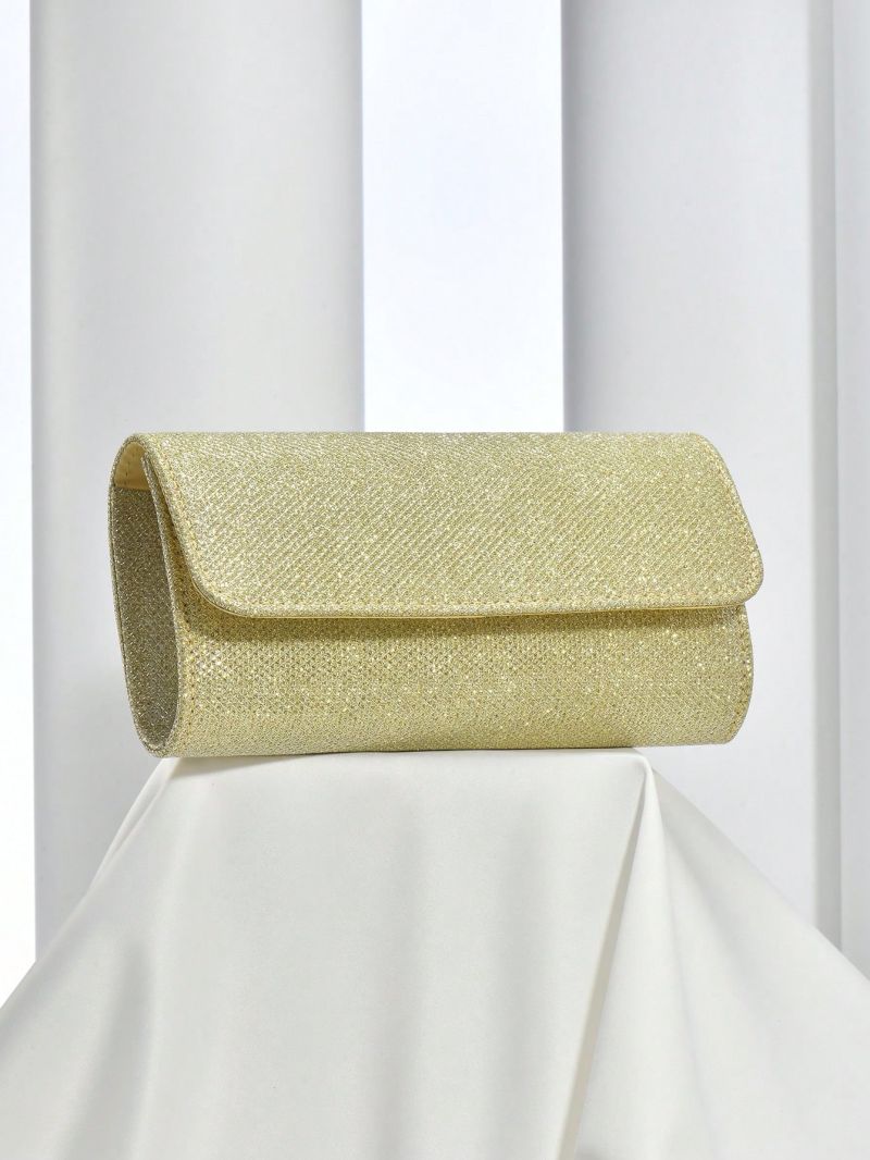 Mini Flap Square Bag Glitter Minimalist, Perfect Bride Purse For Wedding, Prom & Party Events
